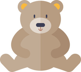 Illustration of a cute, simple brown teddy bear sitting.