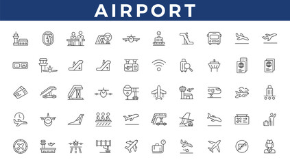 Airport related icons set. Plane icon set. Airplane icon vector. Flight transport symbol illustration