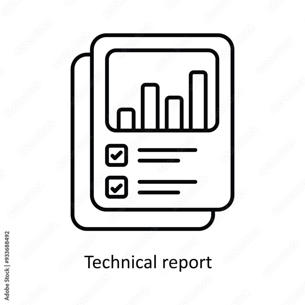 Poster technical report vector outline icon design illustration. smart home and technology symbol on white 