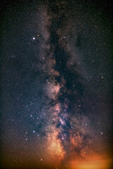 Milky Way stars photographed with a wide angle lens.
