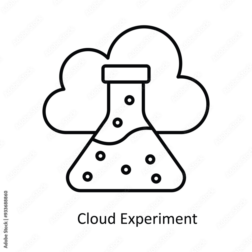 Poster cloud experiment vector outline icon design illustration. smart home and technology symbol on white 
