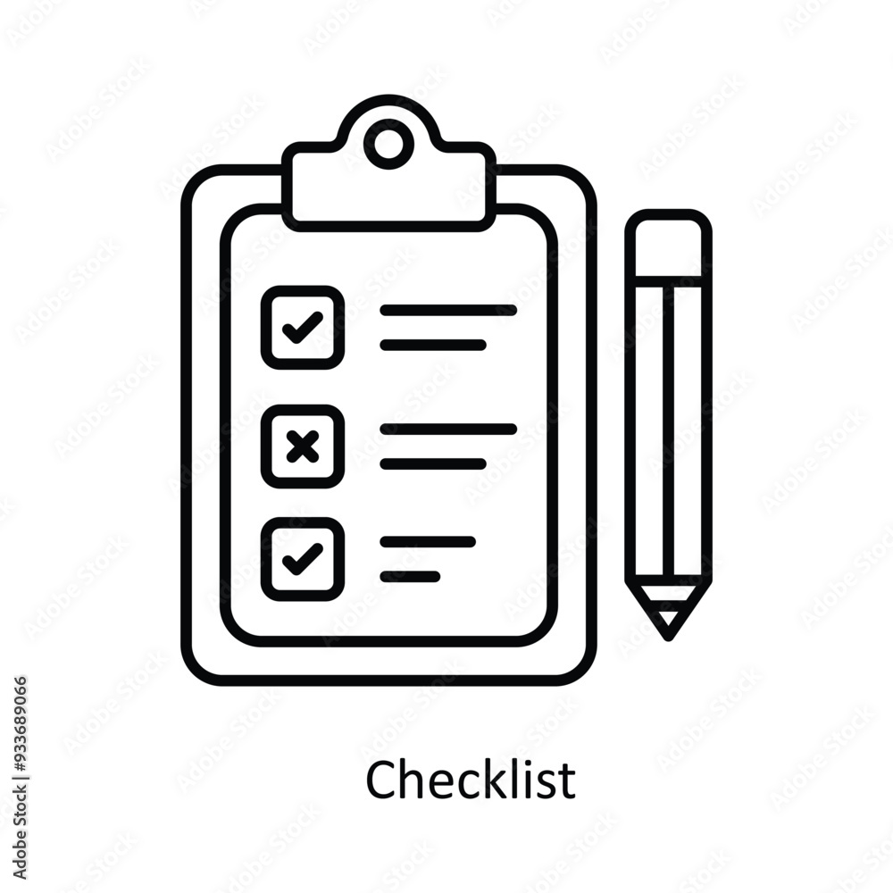 Poster checklist vector outline icon design illustration. smart home and technology symbol on white backgro