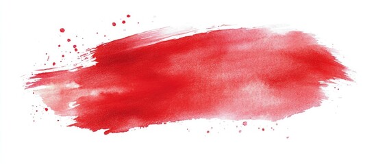Red watercolor brush stroke on a white background