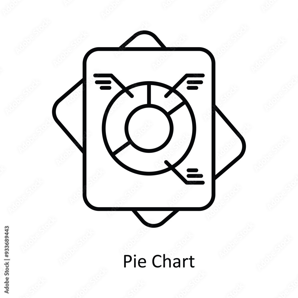 Poster pie chart vector outline icon design illustration. smart home and technology symbol on white backgro
