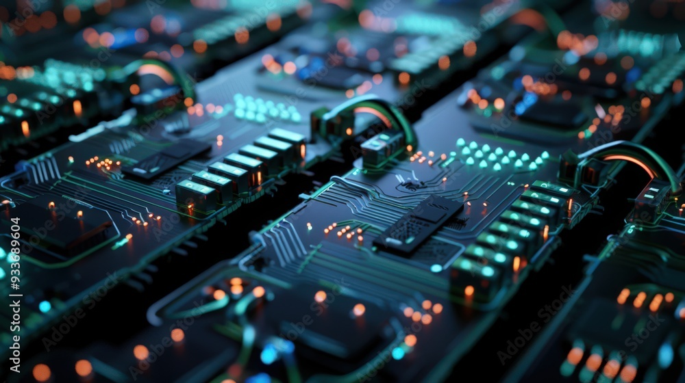 Poster detailed illustration of a flip-flop circuit, showing how it stores binary data and its role in digi
