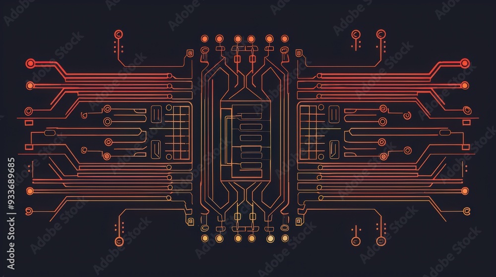 Poster detailed illustration of a flip-flop circuit, showing how it stores binary data and its role in digi