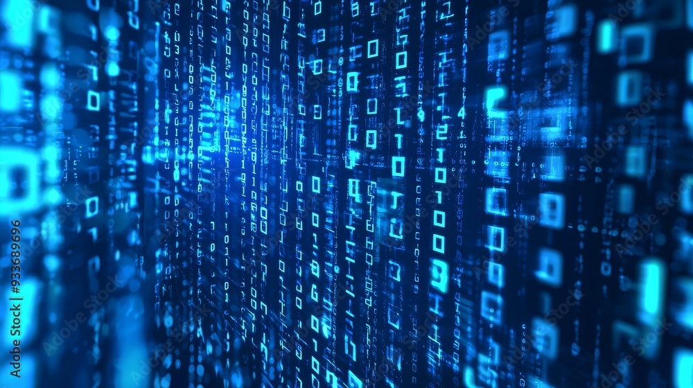 Poster abstract blue digital binary code background
