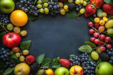 Colorful Fruits Frame Background - Space for Text