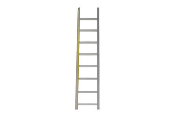A sturdy metallic ladder ideal for construction, maintenance, or household tasks, featuring multiple rungs for easy access.
