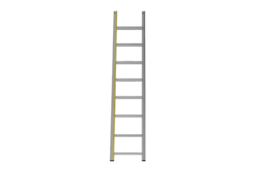 A sturdy metallic ladder ideal for construction, maintenance, or household tasks, featuring multiple rungs for easy access.