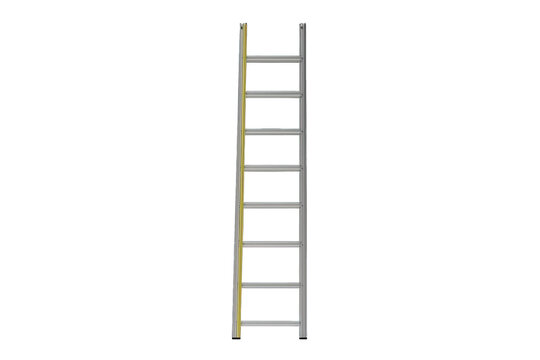 A sturdy metallic ladder ideal for construction, maintenance, or household tasks, featuring multiple rungs for easy access.