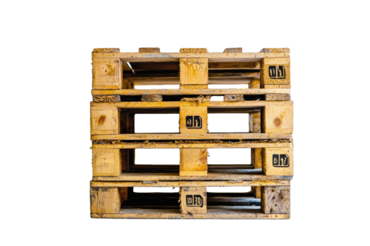 A wooden pallet stacked and ready for transport. Ideal for industrial, warehouse, and logistics imagery.