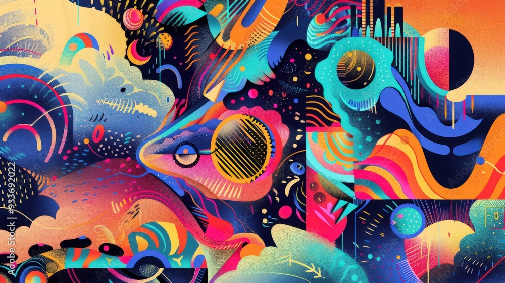 Poster dive into the complexity of abstract illustrations that challenge perceptions and invite deep though