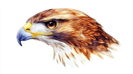 Naklejka premium Stylized watercolor illustration of a hand drawn hawk head on a white background