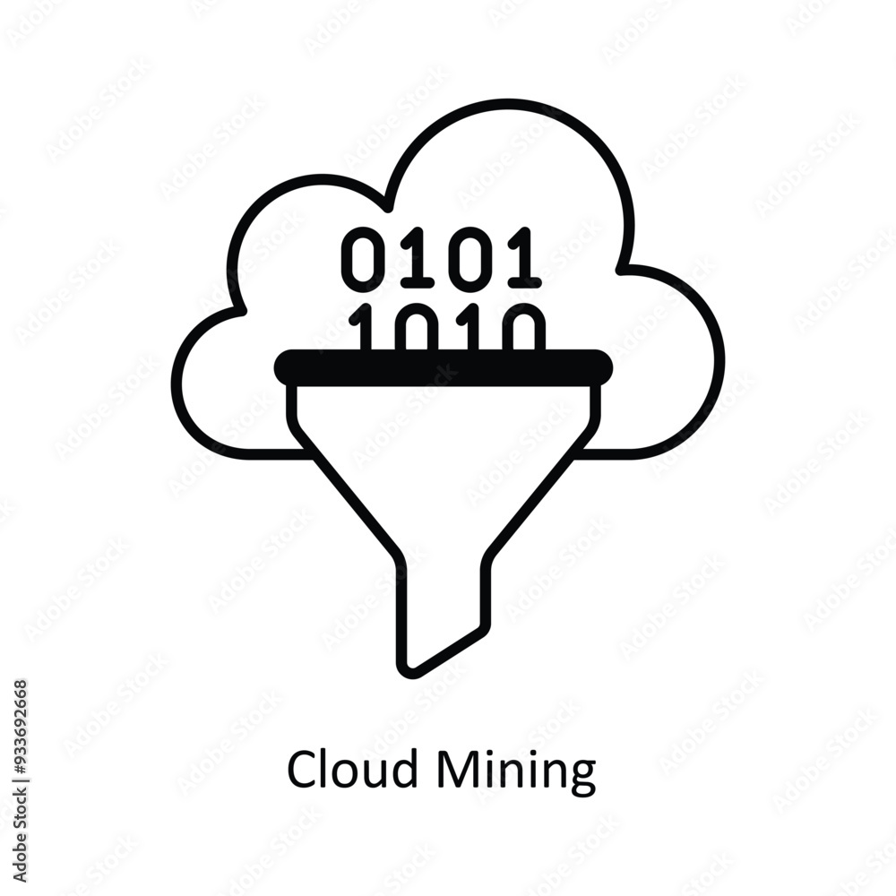 Poster cloud mining vector solid icon design illustration. smart home and technology symbol on white backgr