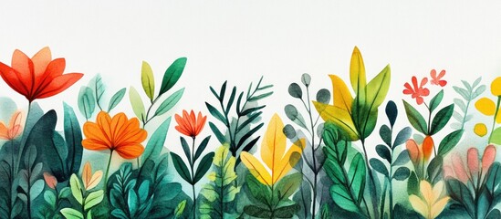 Obraz premium Vibrant watercolor illustration of assorted plants