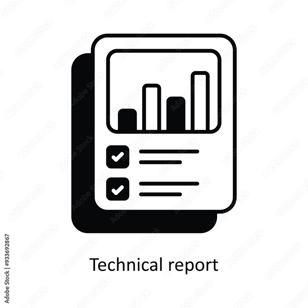 Poster technical report vector solid icon design illustration. smart home and technology symbol on white ba