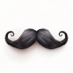 Stylish Curled Black Mustache on White Background - Perfect for Movember and Facial Hair Enthusiasts