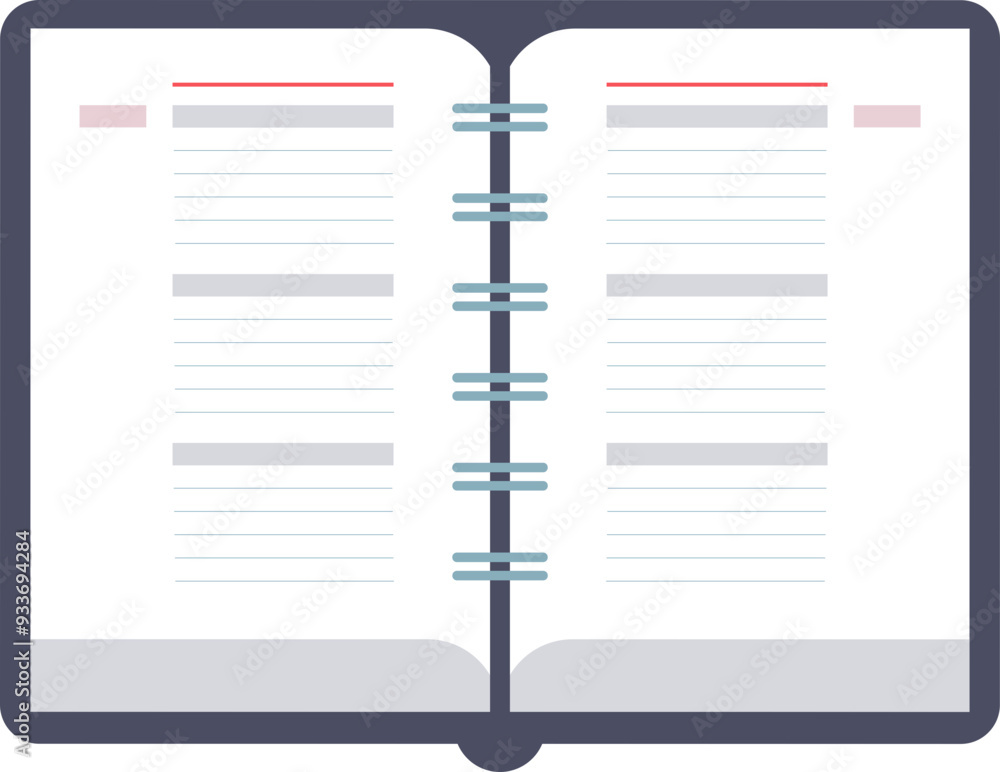 Poster open planner with blank pages, symbolizing organization and scheduling.