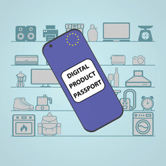 Smartphone with the text digital product passport