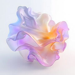 Obraz premium 3D render of fluid, liquid shape with iridescent pastel color isolated on on white background