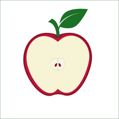 Apple fruit vector. Apples split in half. Healthy fruit Apple fruit on withe background.
