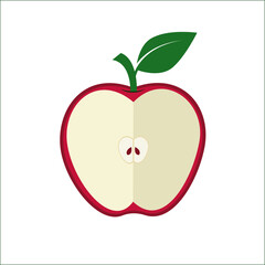 Apple fruit vector. Apples split in half. Healthy fruit Apple fruit on withe background.