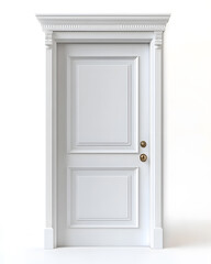 Classic white framed door isolated on white background	