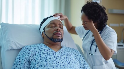 Neuro rehab nurse a neuro rehabilitation center helping a patient recover from a stroke