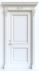 Naklejka premium Classic white framed door isolated on white background