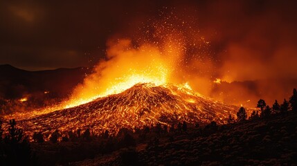Volcanic Fury Unleashed: Dramatic Eruption in the Dark of Night