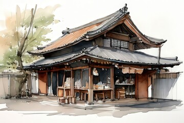 Fototapeta premium the AI Image Generator, , Ancient japanese architecture