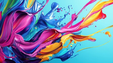 Experience the flow of paint with colorful ribbon strokes and abstract splash waves in this lively background.