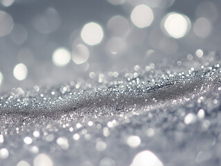 Shimmering silver bokeh effect with a soft focus. The abstract background is ideal for adding a touch of elegance and sophistication to designs, particularly for festive or celebratory themes.
