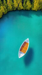 Obraz premium Tranquil Lake With Solitary Boat