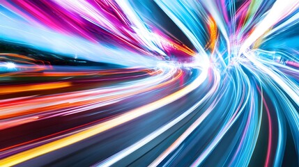 Abstract light trails created by moving vehicles at night.