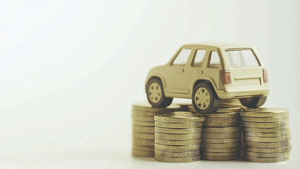 toy car on a stack of gold coins