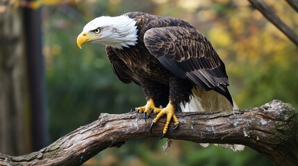Fototapeta premium Majestic Bald Eagle Perched on Branch