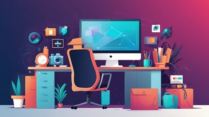 illustration of a worker with tools
