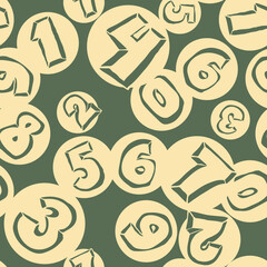 Hand drawn numbers seamless vector pattern for digital background, wallpaper and textile print. Cartoon style drawing. Education and finance theme, school lettering mathematic.