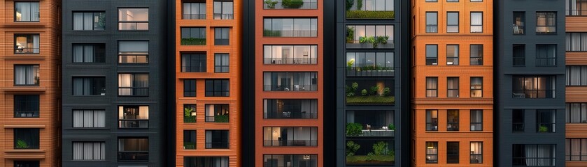 Fototapeta premium Residential skyscrapers, urban real estate returns, 3D illustration