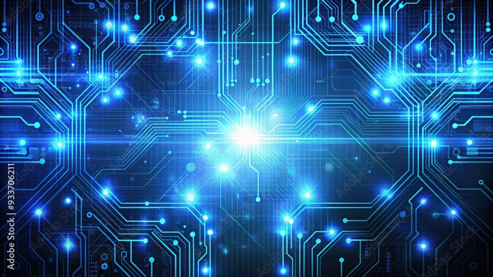 Poster abstract technology background with digital circuit patterns and glowing lights, technology, backgro