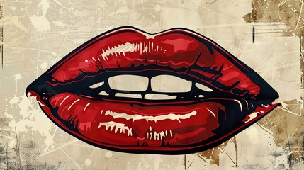 Pinup style lip print Close up of woman's mouth and lips