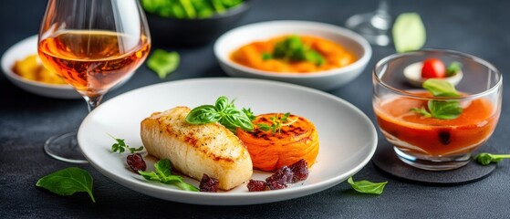 Gourmet Dinner with Pan Seared Fish and Side Dishes