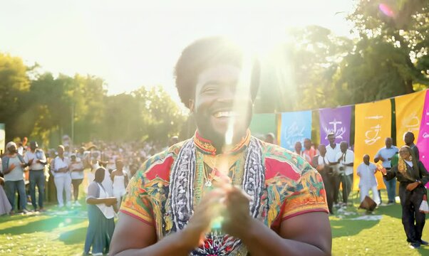 Ethiopian Man Enjoying Free Concert in the Park