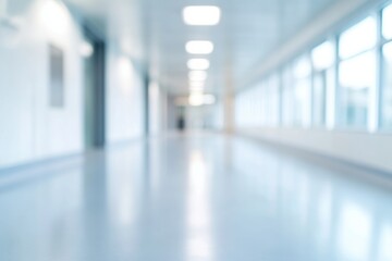 Obraz premium A bright, modern corridor with large windows and a clean, minimalistic design showcasing contemporary architecture.