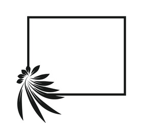 Square Black and White Frame with Simple Floral Ornament. Borders and frames concept vector art