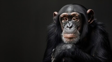 A monkey appears to be thinking,