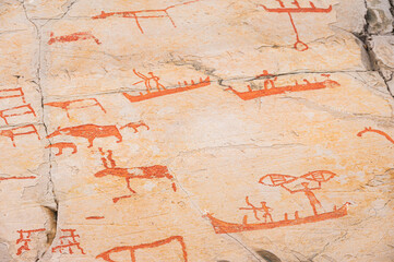 Fototapeta premium samples of the rock carvings inside the World Heritage Rock Art Centre at Alta Museum, Alta, Norway