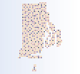 Map of Rhode island state from dots